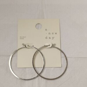 A New Day Textured Silver Hoop Earrings